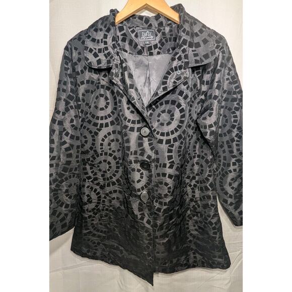UBU Women's Black Mosaic Style Button Up Jacket Sz S Whimsigoth Statement Edgy - Picture 3 of 10